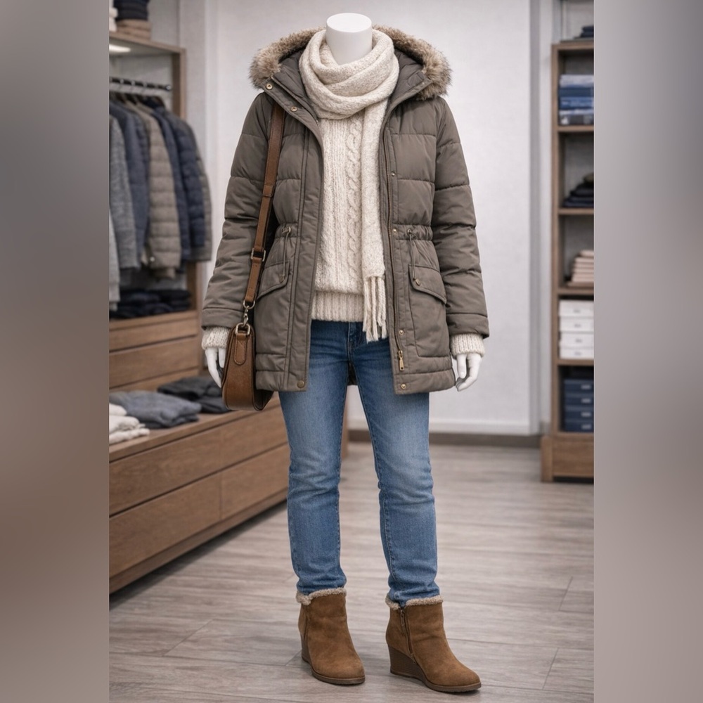 Sun + Stone Tan Ankle Booties with Faux Fur